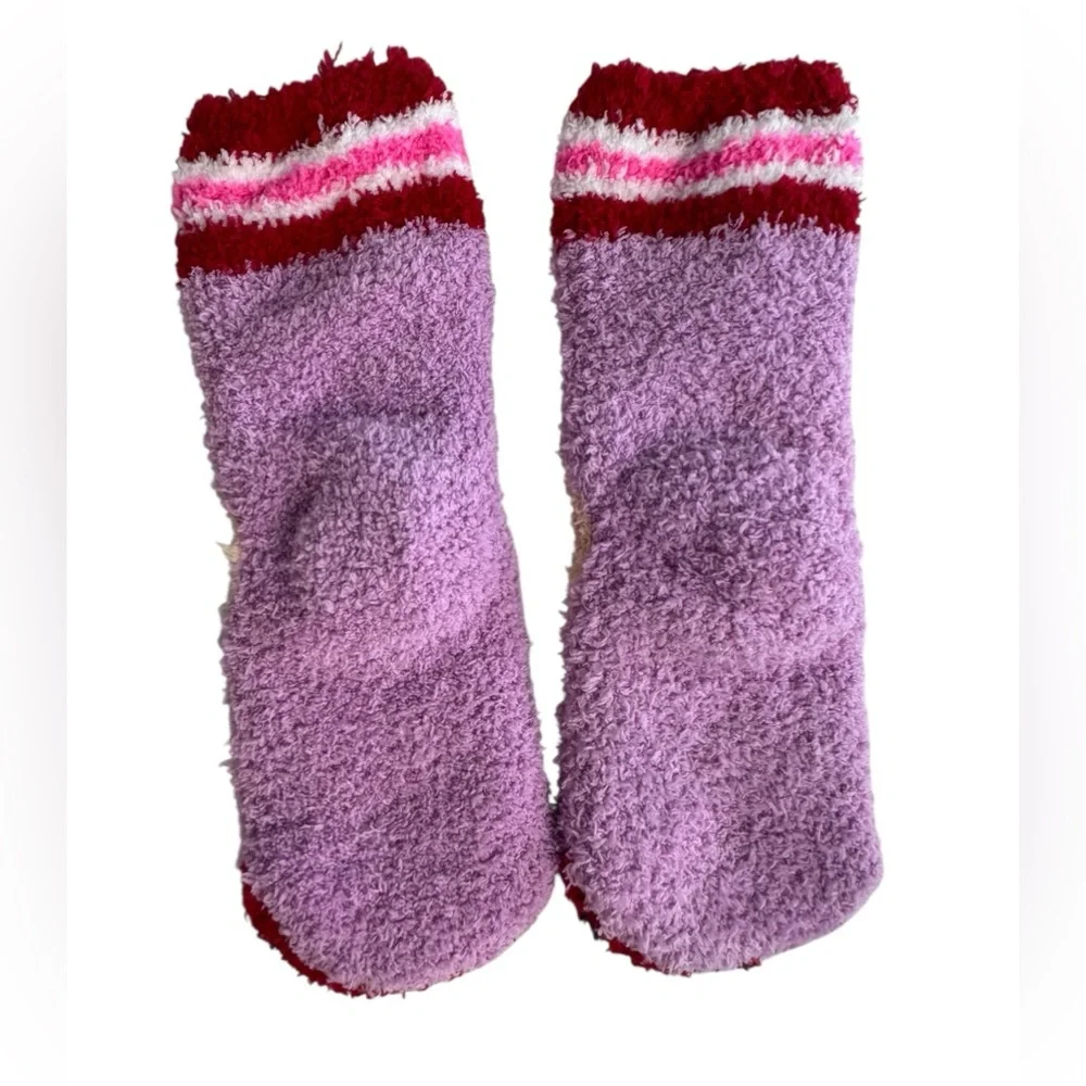 Set of 2 fluffy socks cat with slip resistant feet & ballerina big kid size 1-2